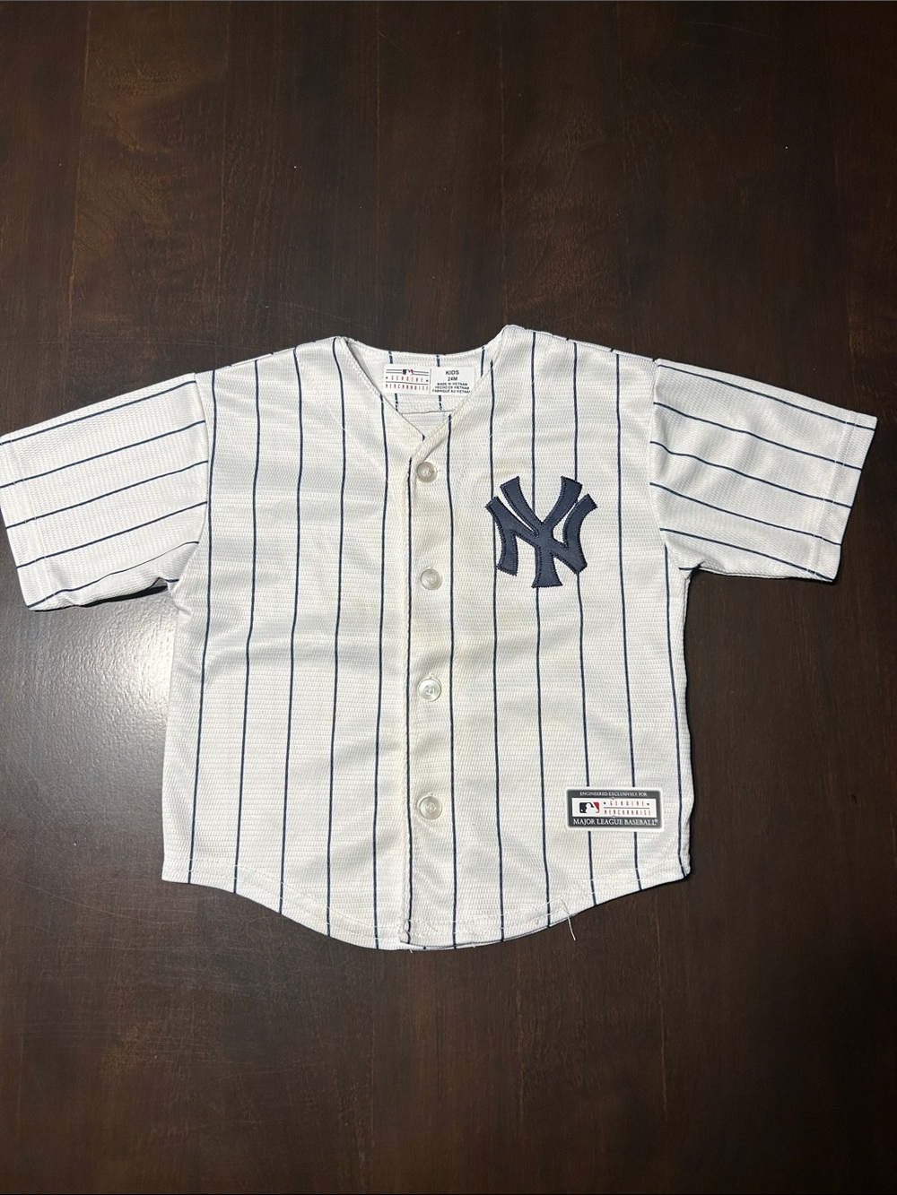 Aaron Judge New York Yankees Kids Pinstripe Jersey - White/Navy